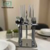 24-piece silver cutlery set stainless steel with stand