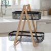 2‑Tier metal countertop fruit basket with wire mesh storage
