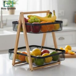 Alternative view of Elegant 2‑Tier Metal Countertop Fruit Basket & Storage Stand