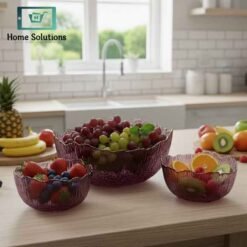 Alternative view of Luxury Ripple Design Glass Bowl Set – 7-Piece Fruit Serving Set - Purple