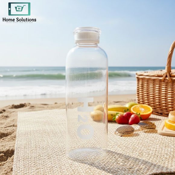 H2O Glass Drink Water Bottle 750ml - White 3 H2O 750ml borosilicate glass water bottle