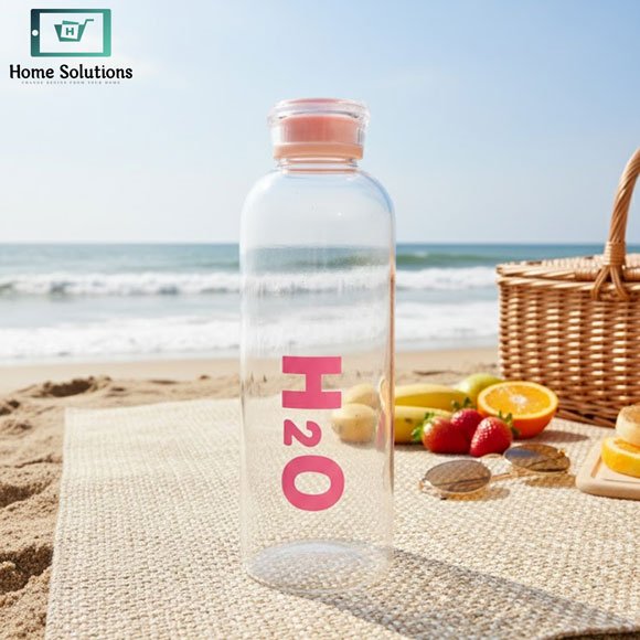 H2O Glass Drink Water Bottle 750ml - Pink 3 H2O 750ml borosilicate glass water bottle