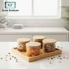 4 Pcs Glass Jar Set with Wooden Tray