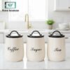 Cream and Black Metal jar Coffee, Tea, Sugar Jar Set – 3 Pieces