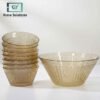 Glass Bowl Set 6+1 Pcs – Frosted golden Design