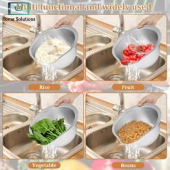 Rice Strainer & Colander Bowl with Side Drainer – Stainless Steel Rice Washer 10 rice washer 2 - Home Solutions