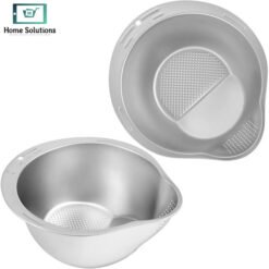 Rice Strainer & Colander Bowl with Side Drainer – Stainless Steel Rice Washer 11 rice washer 3 - Home Solutions