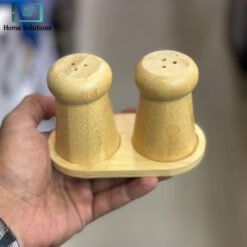 Bamboo egg-shaped salt & pepper shaker made from natural wood