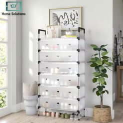 Dustproof shoe rack cabinet with covered compartments for organized shoe storage