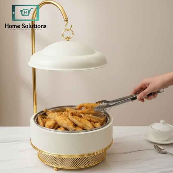 Royal Buffet Chafing Dishes White (4L & 6L) 3 Royal buffet chafing dish in white and gold