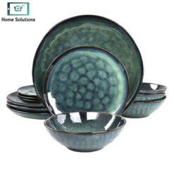 12 Piece Stoneware Dinnerware Set - Green