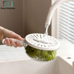 3-in-1 Fruit Drainer Basket Strainer with Foldable Handle