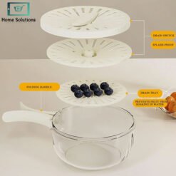 3-in-1 Fruit Drainer Basket Strainer with Foldable Handle