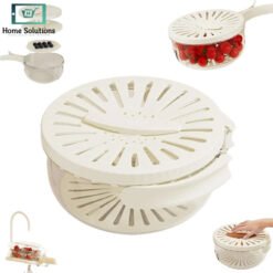 3-in-1 Fruit Drainer Basket Strainer with Foldable Handle