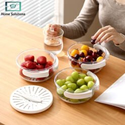3-in-1 Fruit Drainer Basket Strainer with Foldable Handle