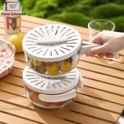 3-in-1 Fruit Drainer Basket Strainer with Foldable Handle