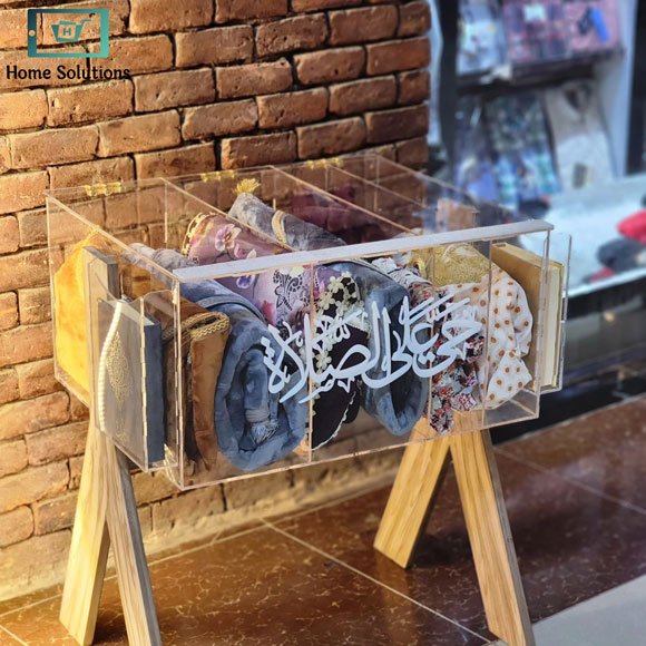 Acrylic Pray Mat Box with Side Quran Holder Pocket & Wooden Stand 5 Acrylic Pray Mat Box with Side Quran Holder Pocket & Wooden Stand - Image 3