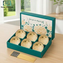 Elegant Japanese ceramic bowls set with golden ribbon bag