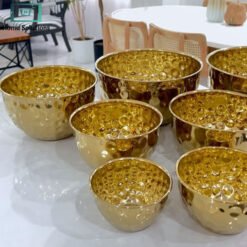 Stainless Steel Hammered Gold Bowl Set of 7