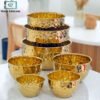 Stainless Steel Hammered Gold Bowl Set of 7