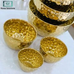 Stainless Steel Hammered Gold Bowl Set of 7 2 - Home Solutions