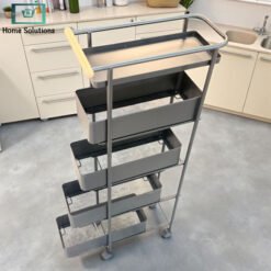 Storage Trolley Multi-Purpose Organizer 5 Tier Rolling Cart with Wheels - Black