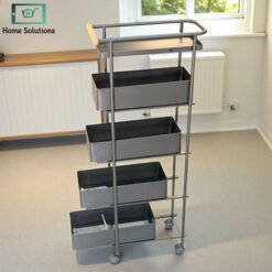 Storage Trolley Multi-Purpose Organizer 5 Tier Rolling Cart with Wheels - Black