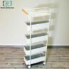 Storage Trolley Multi-Purpose Organizer 5 Tier Rolling Cart with Wheels - White