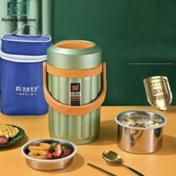 1.9L stainless steel double-layer insulated lunch box with carry bag