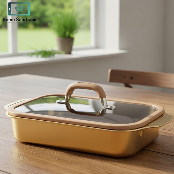 Golden Rectangular Food Warmer – Premium Chafing Dish for Serving & Buffet Heating 3 Golden Rectangular Food Warmer – Premium Chafing Dish for Serving & Buffet Heating - Image 2