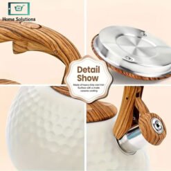 Alternative view of HausRoland White Textured Whistling Kettle – Stainless Steel Tea Pot