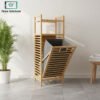 Bamboo laundry basket with lid large foldable laundry hamper for home use