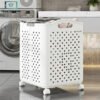 Foldable laundry basket with wheels