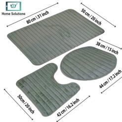 Alternative view of 3-Piece Bath Mat Set – Soft Anti-Slip Bath & Toilet Rugs - Striped Design