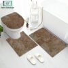 3-piece bathroom mat set with a soft bath mat, contour rug, and toilet lid cover in matching design, non-slip and absorbent for everyday bathroom use.