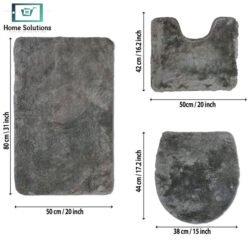 Alternative view of Bathroom Set 3-Piece - Bath Mat Contour Rug & Toilet Lid Cover - Soft Absorbent & Non-Slip