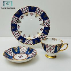 Alternative view of Royal Albert 100 Years 1900 Regency Blue – 3-Piece Teacup Saucer and Plate Set - Imported Floral