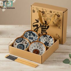 Alternative view of Japanese Ceramic Bowls Set -  Floral Print