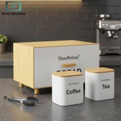 HausRoland White bread box set with bamboo board