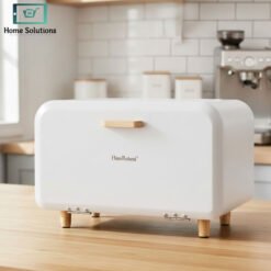 Alternative view of HausRoland White Bread Box with Wooden Legs & Bamboo Handle