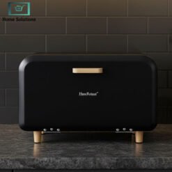 Alternative view of HausRoland Black Bread Box with Wooden Legs & Bamboo Handle