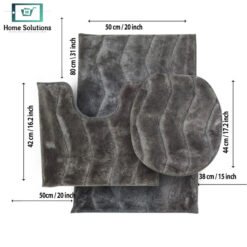 Alternative view of 3-Piece Bath Mat Set – Soft Anti-Slip Bath & Toilet Rugs - Classic Design