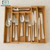 Expandable bamboo kitchen drawer organizer