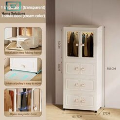Alternative view of Foldable Dustproof Multi-Layer Plastic Storage Cabinet – Space Saving Organizer