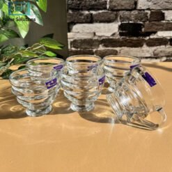 Delisoga clear glass coffee & tea mugs set of 6 – 210ml transparent cups