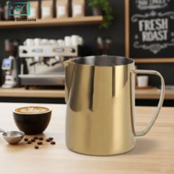 “Gold stainless steel 2000ml milk frothing pitcher with pointed spout for coffee and latte art”
