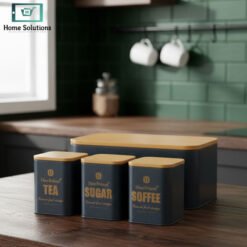 Alternative view of HausRoland Deluxe Gray Bread Bin & Canister Combo Set with Bamboo Lid