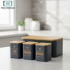 HausRoland deluxe Gray bread bin with bamboo lid