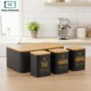 HausRoland deluxe black bread bin with bamboo lid