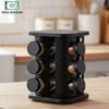 Revolving Spice Rack with 12 Glass Spice Jars – Matte Black 1 Modern matte black revolving spice jars